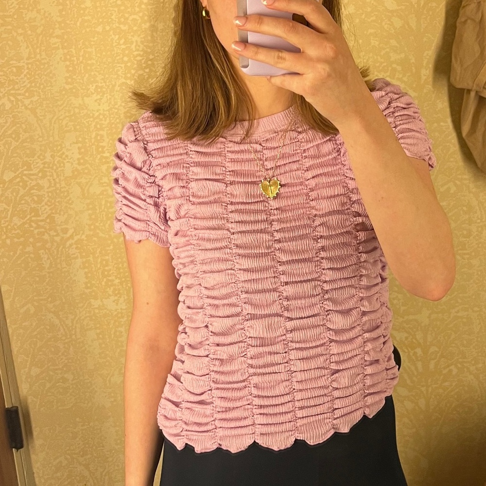 Pink Ruched Anthropologie Top S